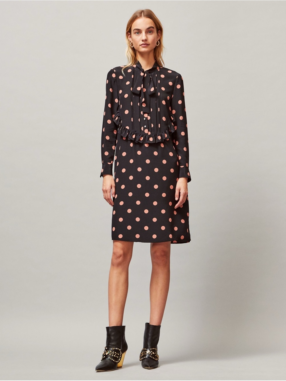 Tory Burch Printed Bow Neck Dress - Polka Dots